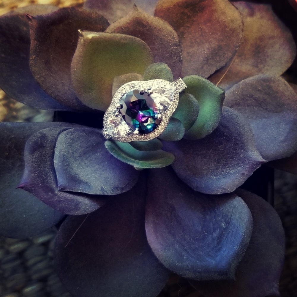 Oval Mystic Topaz CZ Ring